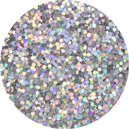 Zilver Laser Glitters - 30gr. mini - Rainbow effect