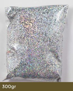 Zilver LASER glitters - 300gr. maxi -rainbow effect